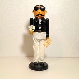 Nutcracker Casino Card Dealer holiday Christmas gift wood black white poker used
